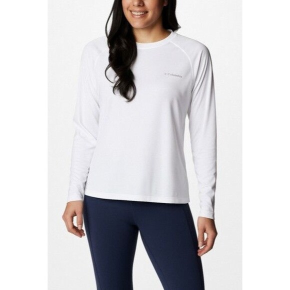 NWT Columbia Women’s Omni-Shade 50 UPF Long Sleeve Sun Tee White Size Small - Picture 1 of 3
